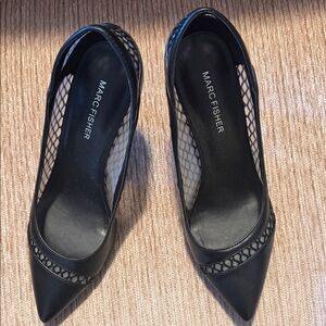 Marc Fisher Black Mesh Pointed Heels